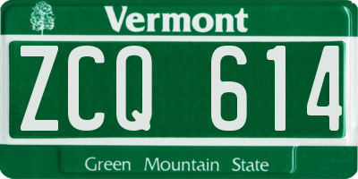 VT license plate ZCQ614