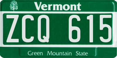 VT license plate ZCQ615