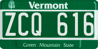 VT license plate ZCQ616