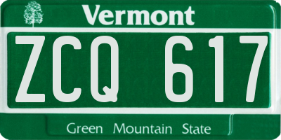 VT license plate ZCQ617