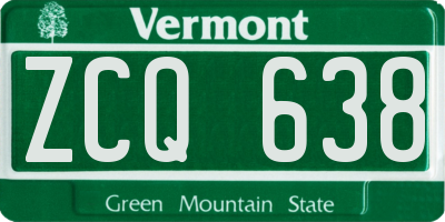 VT license plate ZCQ638