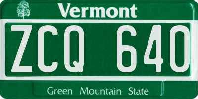 VT license plate ZCQ640