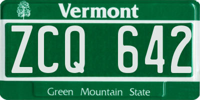 VT license plate ZCQ642