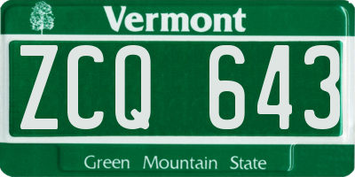 VT license plate ZCQ643