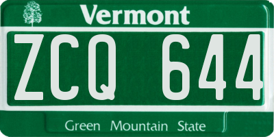 VT license plate ZCQ644