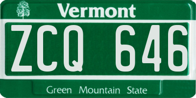 VT license plate ZCQ646