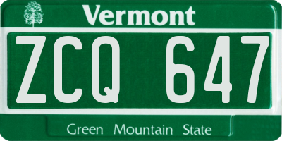 VT license plate ZCQ647