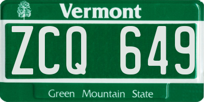 VT license plate ZCQ649