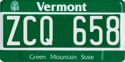 VT license plate ZCQ658