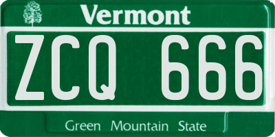 VT license plate ZCQ666