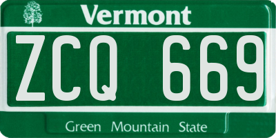 VT license plate ZCQ669