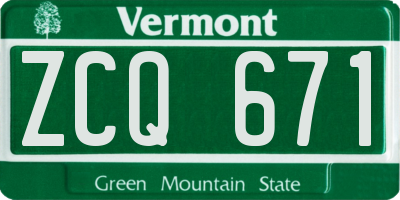 VT license plate ZCQ671