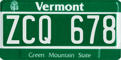 VT license plate ZCQ678