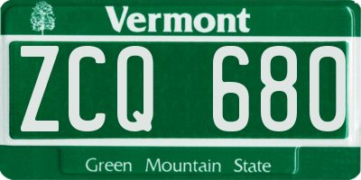 VT license plate ZCQ680