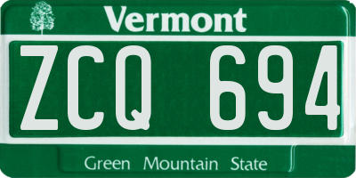 VT license plate ZCQ694