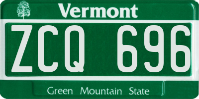 VT license plate ZCQ696
