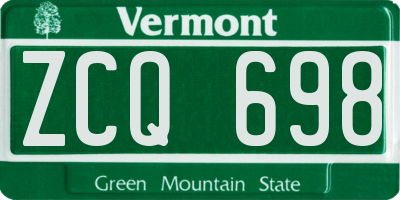 VT license plate ZCQ698