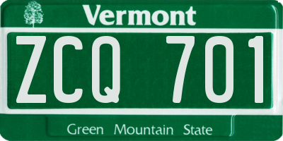 VT license plate ZCQ701