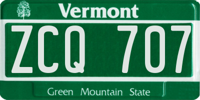 VT license plate ZCQ707
