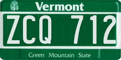 VT license plate ZCQ712