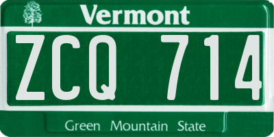 VT license plate ZCQ714