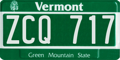 VT license plate ZCQ717