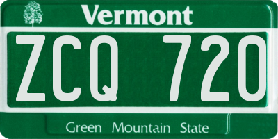 VT license plate ZCQ720