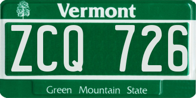 VT license plate ZCQ726