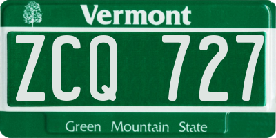 VT license plate ZCQ727