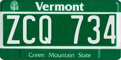 VT license plate ZCQ734