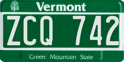 VT license plate ZCQ742
