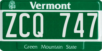 VT license plate ZCQ747
