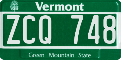 VT license plate ZCQ748
