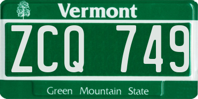 VT license plate ZCQ749