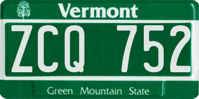 VT license plate ZCQ752