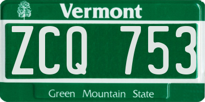VT license plate ZCQ753