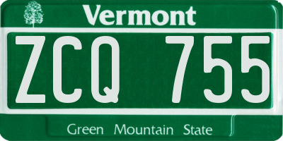 VT license plate ZCQ755
