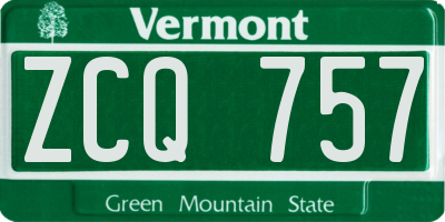 VT license plate ZCQ757