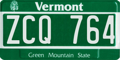 VT license plate ZCQ764