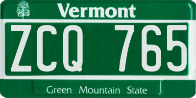 VT license plate ZCQ765