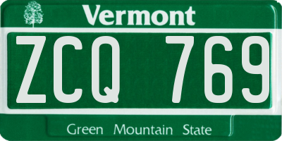 VT license plate ZCQ769