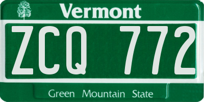 VT license plate ZCQ772