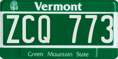 VT license plate ZCQ773
