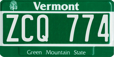 VT license plate ZCQ774