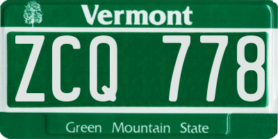 VT license plate ZCQ778