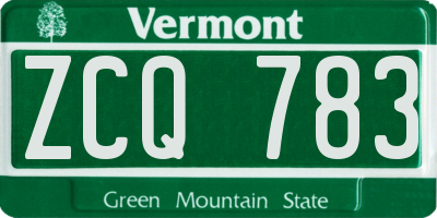 VT license plate ZCQ783