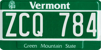 VT license plate ZCQ784