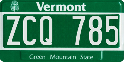 VT license plate ZCQ785