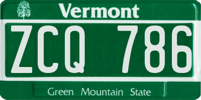 VT license plate ZCQ786