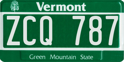 VT license plate ZCQ787